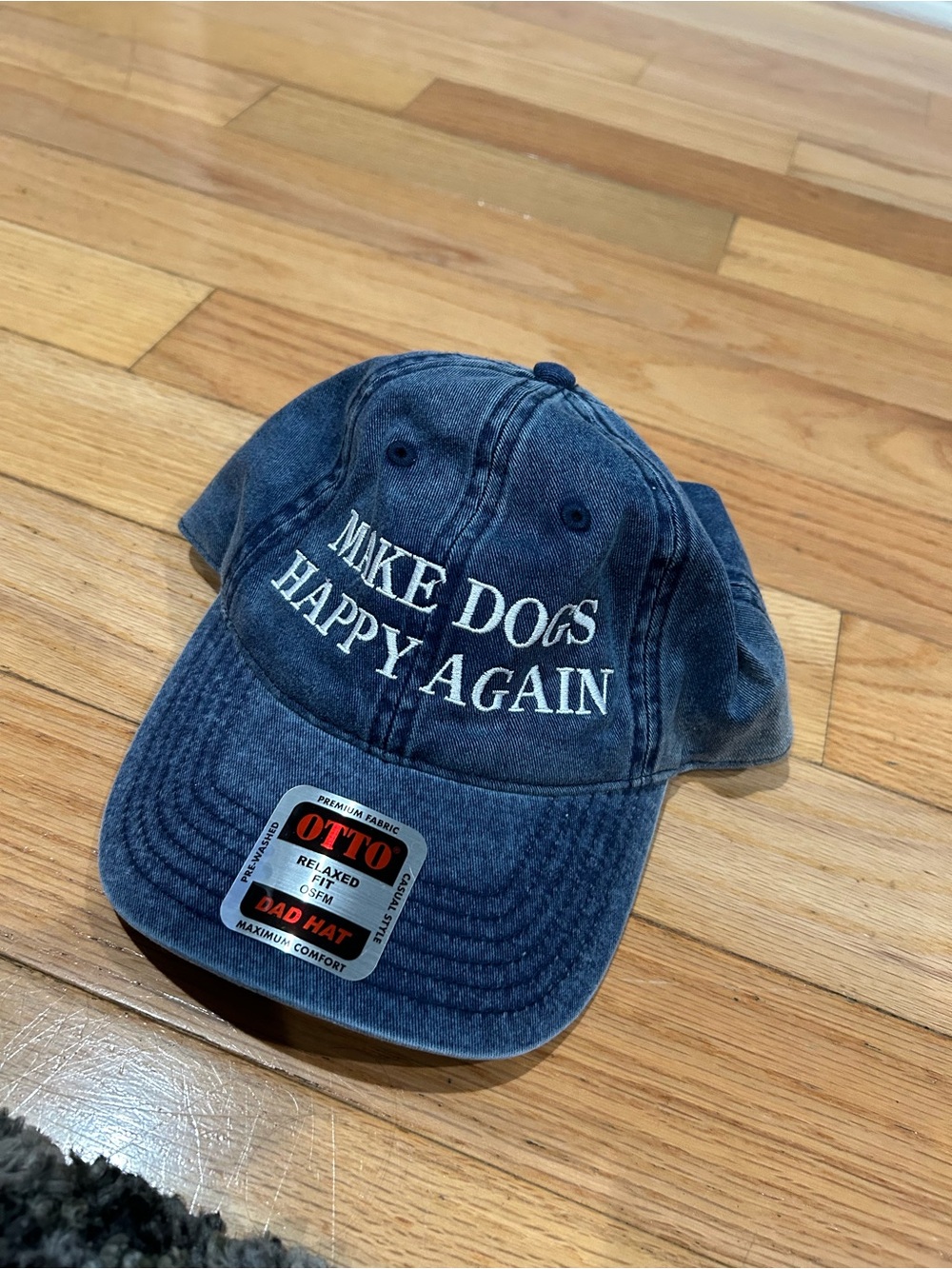OTTO Navy Blue 'MIKE DOGS HAPPY AGAIN' Relaxed Dad Hat